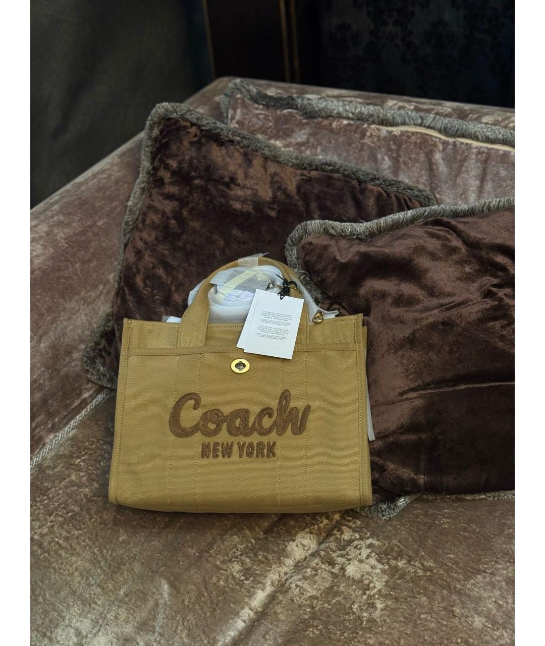 COACH Коричневая тканевая сумка тоут, фото 3