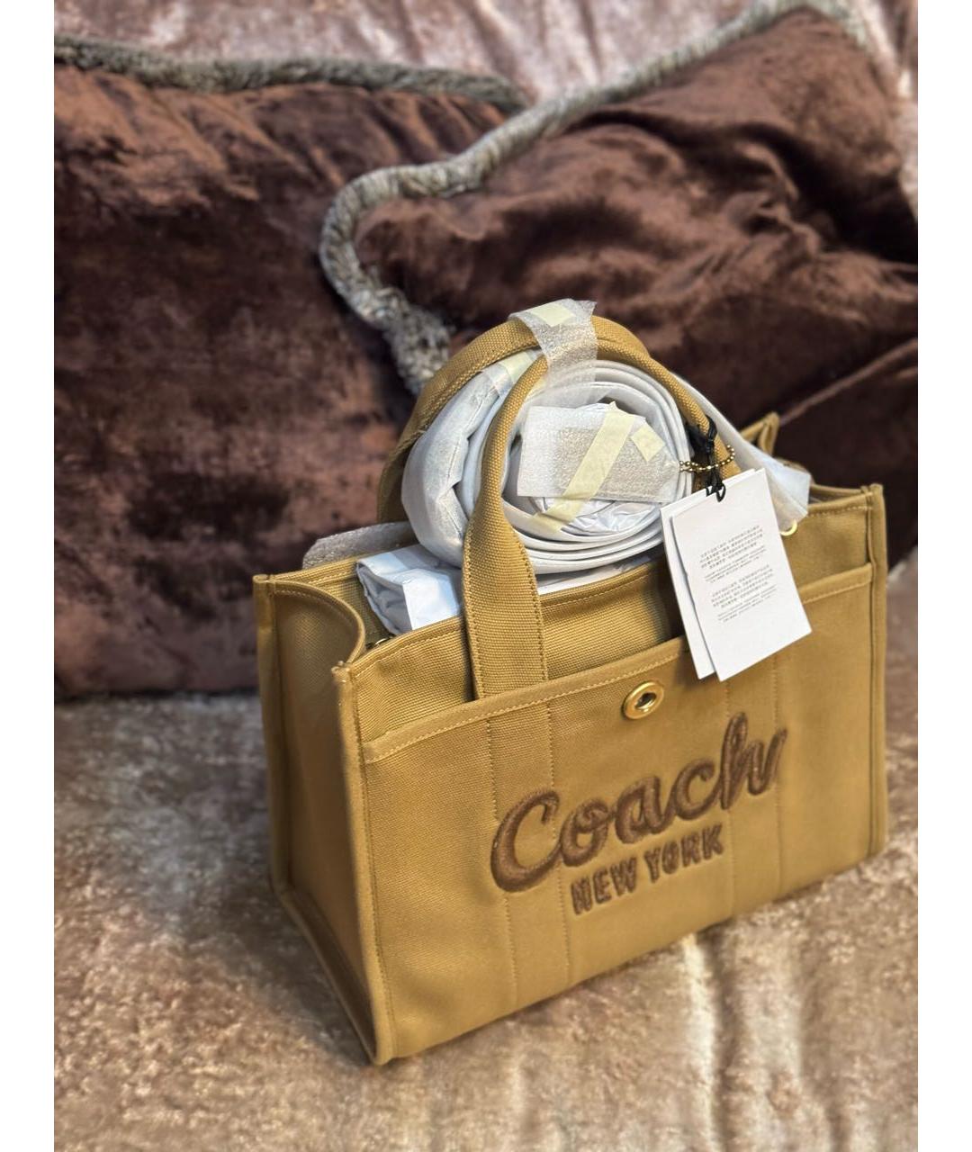 COACH Коричневая тканевая сумка тоут, фото 4
