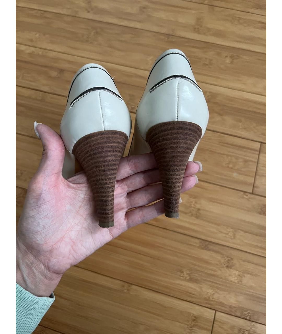 GUCCI Бежевые кожаные туфли, фото 6