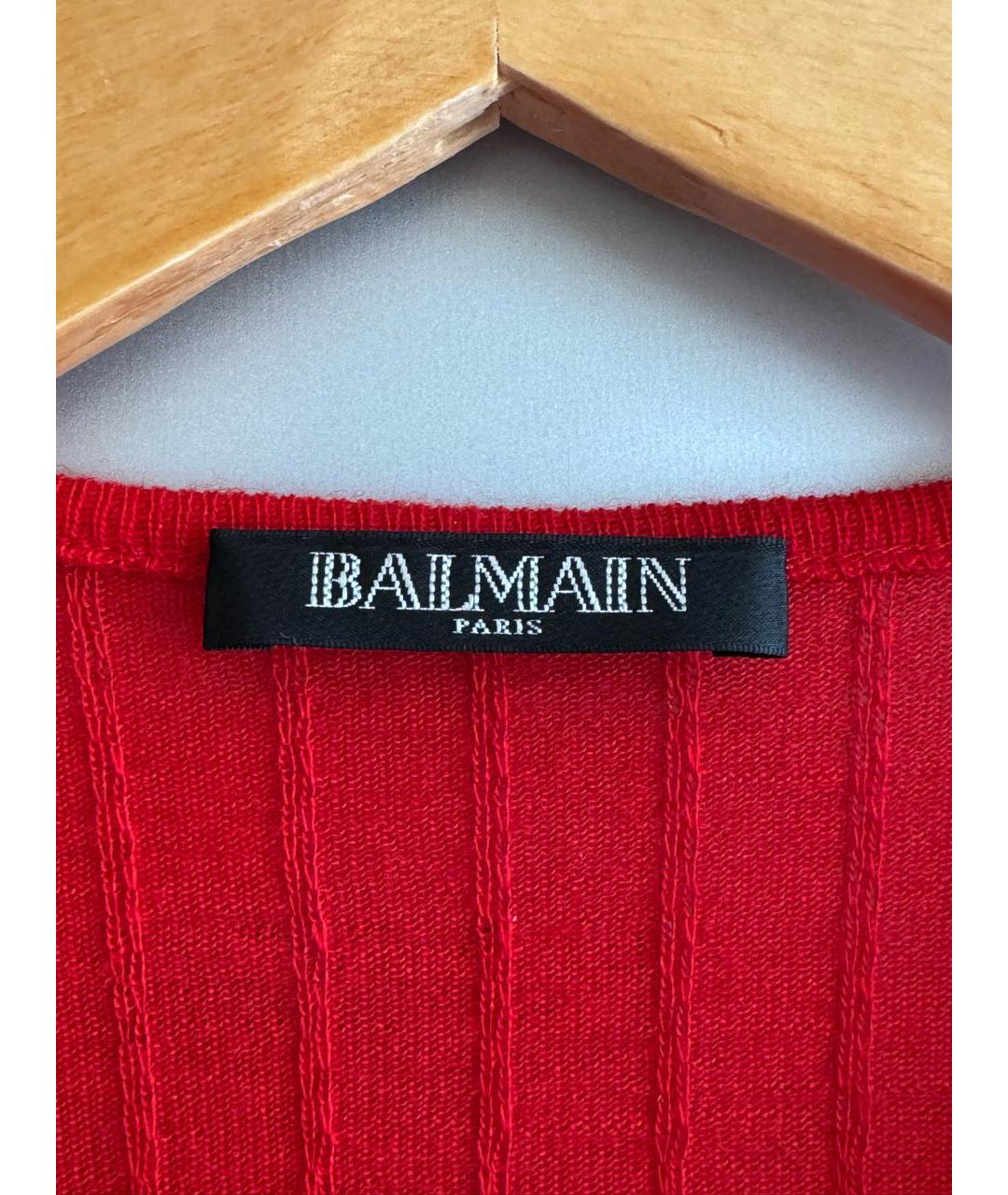 BALMAIN Красный шерстяной кардиган, фото 4