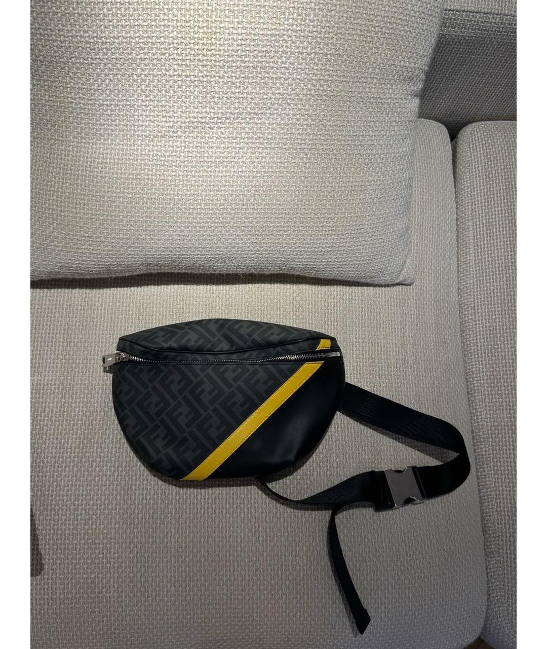 FENDI Черная кожаная поясная сумка, фото 5
