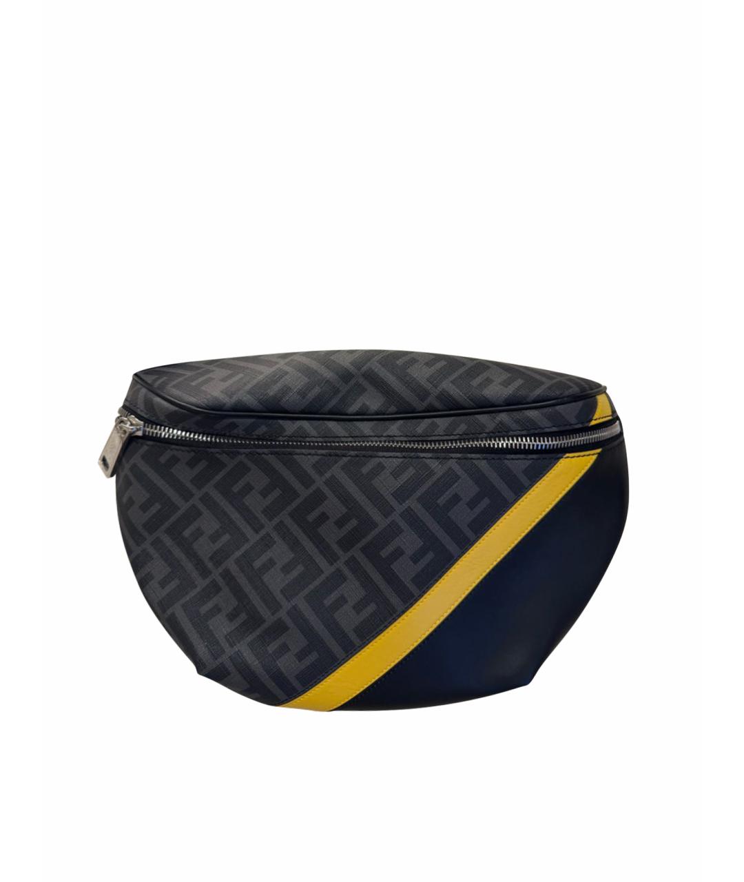 FENDI Черная кожаная поясная сумка, фото 1