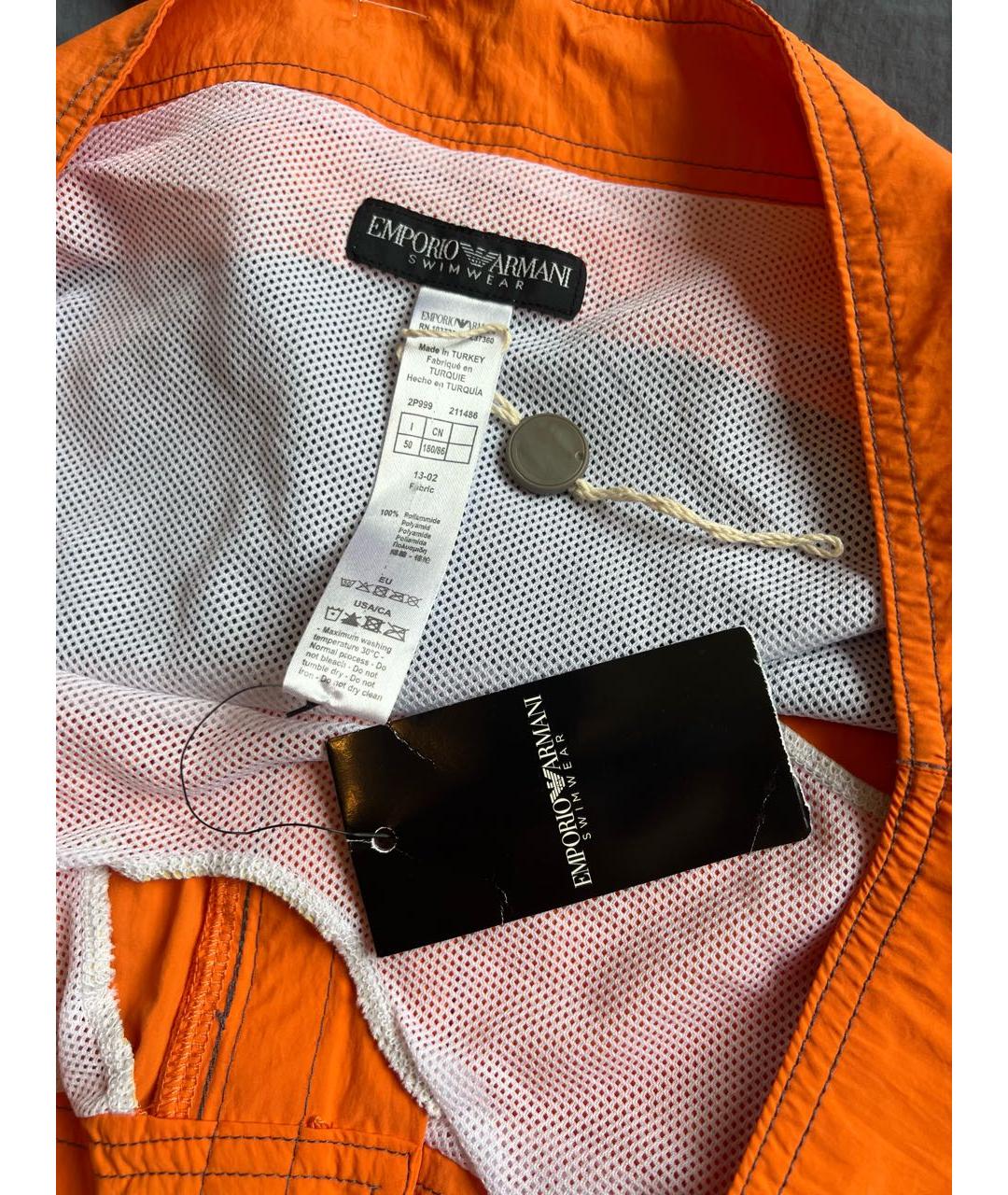 EMPORIO ARMANI Оранжевое полиэстеровые шорты, фото 4