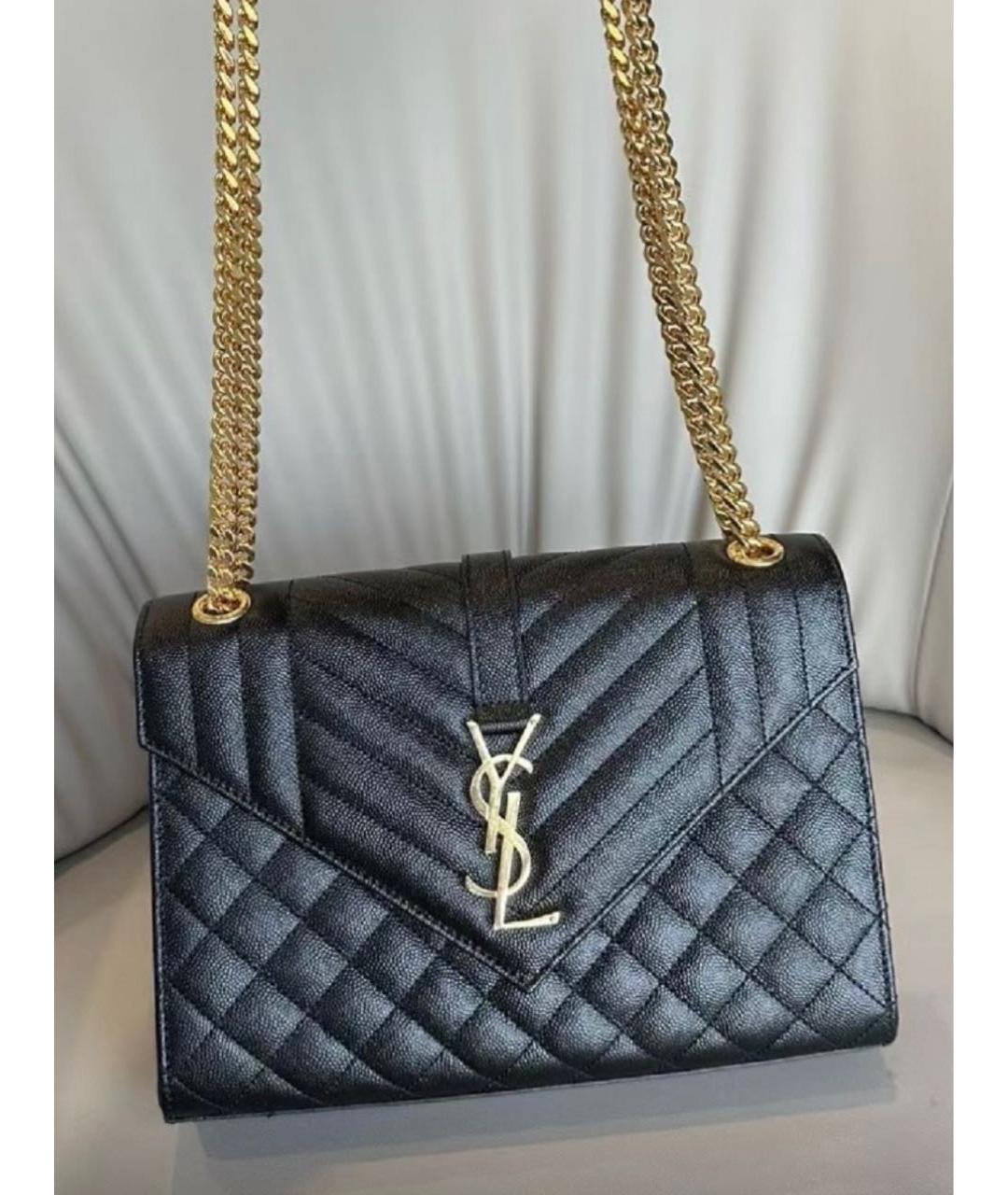 SAINT LAURENT Черная кожаная сумка через плечо, фото 2