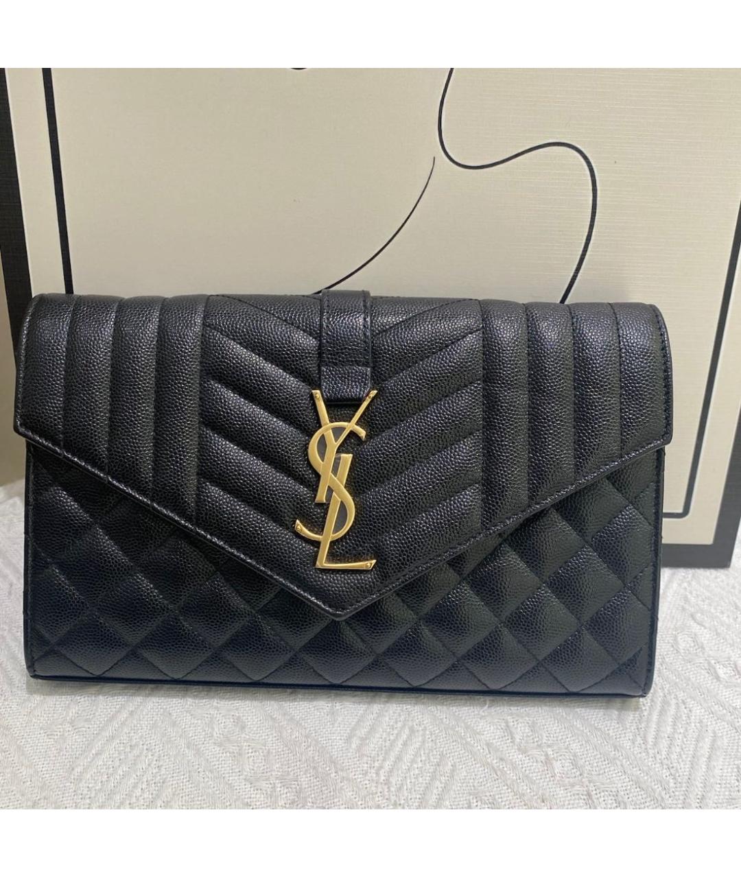 SAINT LAURENT Черная кожаная сумка через плечо, фото 2