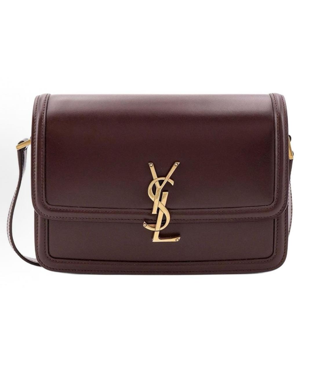 SAINT LAURENT Бордовая кожаная сумка с короткими ручками, фото 6