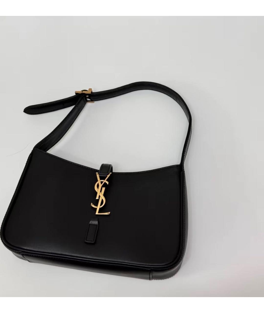 SAINT LAURENT Черная кожаная сумка через плечо, фото 2