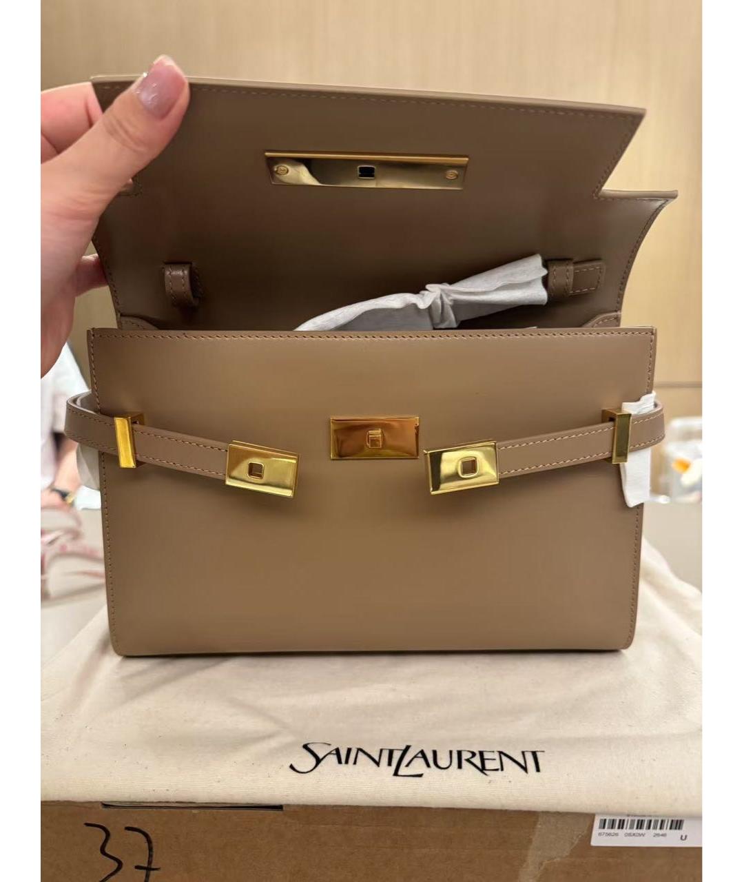 SAINT LAURENT Коричневая кожаная сумка через плечо, фото 4