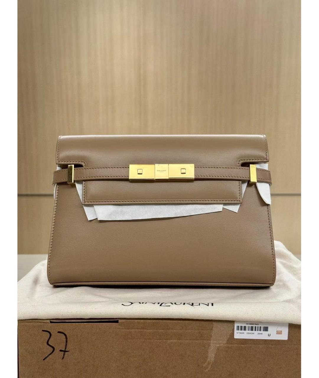 SAINT LAURENT Коричневая кожаная сумка через плечо, фото 2