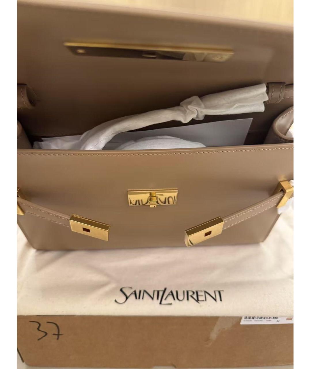 SAINT LAURENT Коричневая кожаная сумка через плечо, фото 5