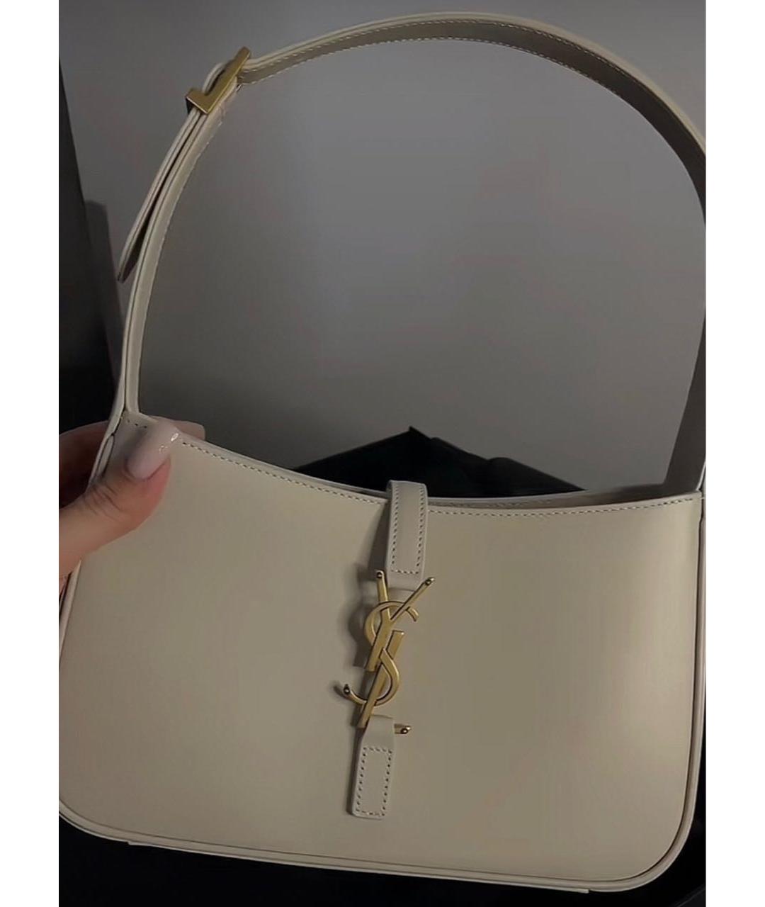 SAINT LAURENT Бежевая кожаная сумка через плечо, фото 2
