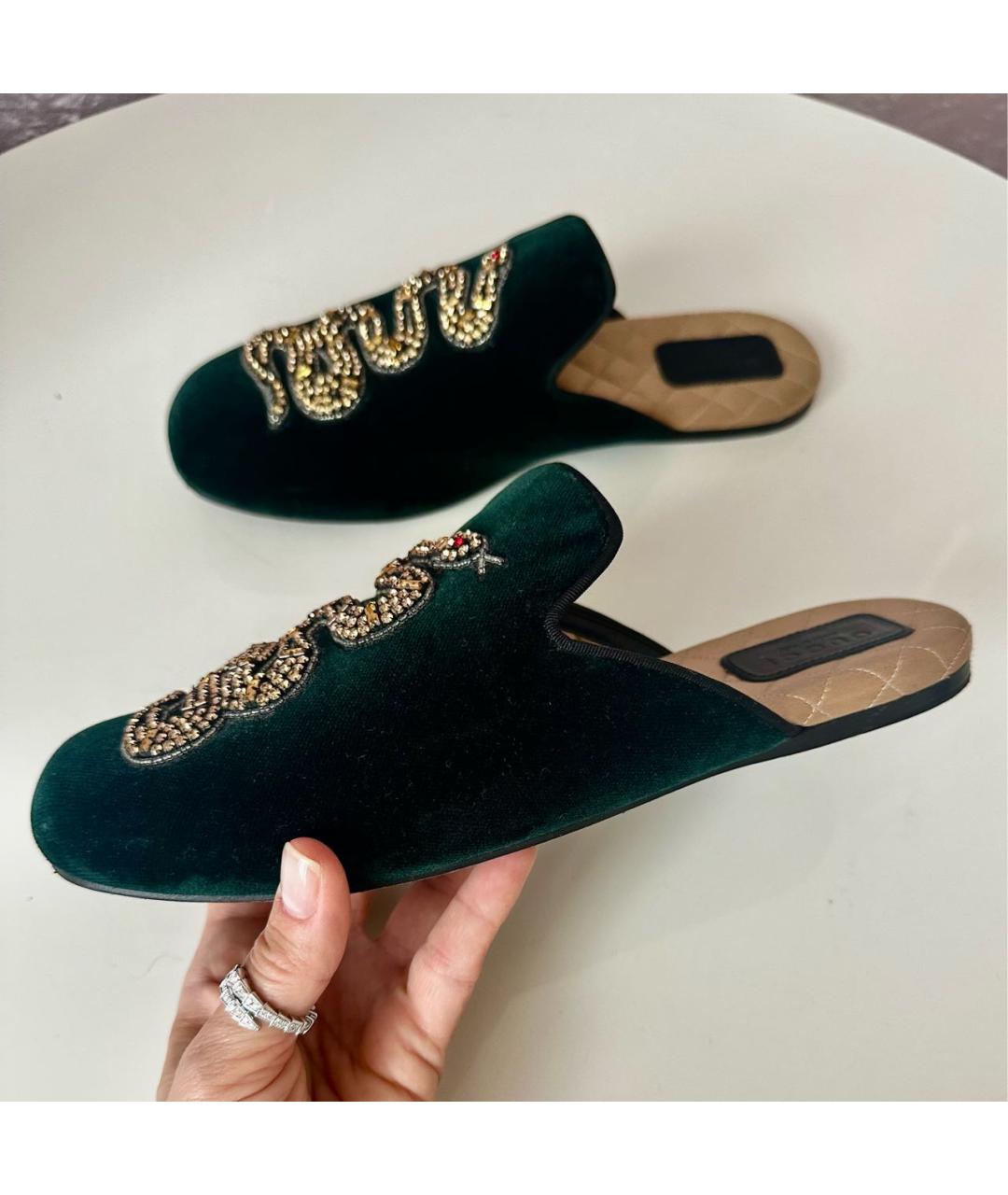 GUCCI Зеленые мюли, фото 2