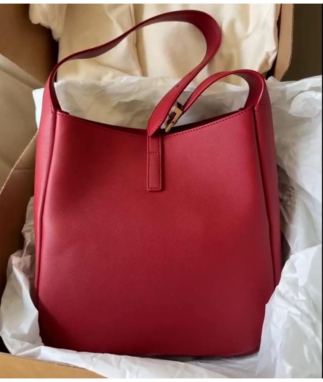 SAINT LAURENT Красная кожаная сумка тоут, фото 3