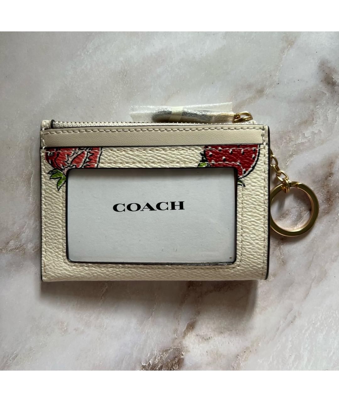 COACH Белый кожаный кардхолдер, фото 3