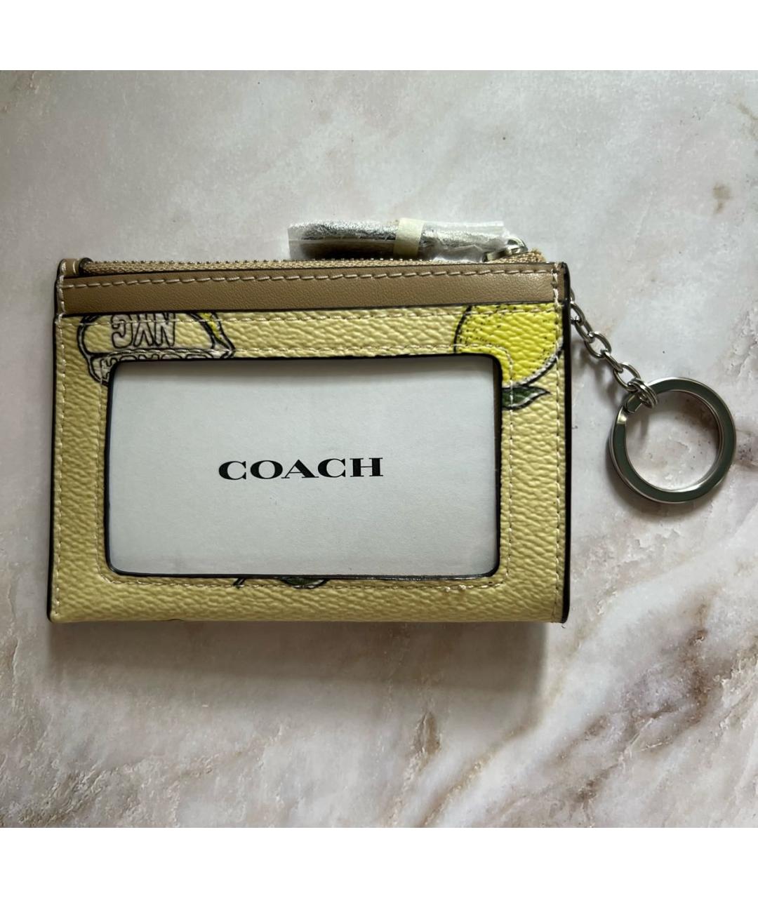COACH Желтый кожаный кардхолдер, фото 3