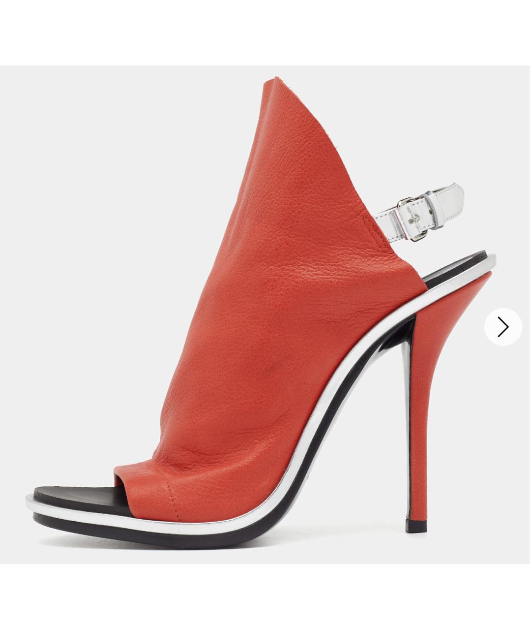 BALENCIAGA Оранжевое кожаные босоножки, фото 5
