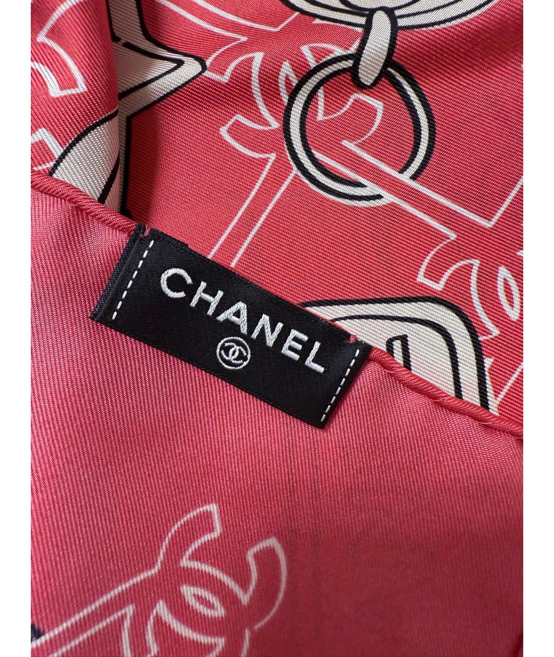 CHANEL Красный шелковый платок, фото 5