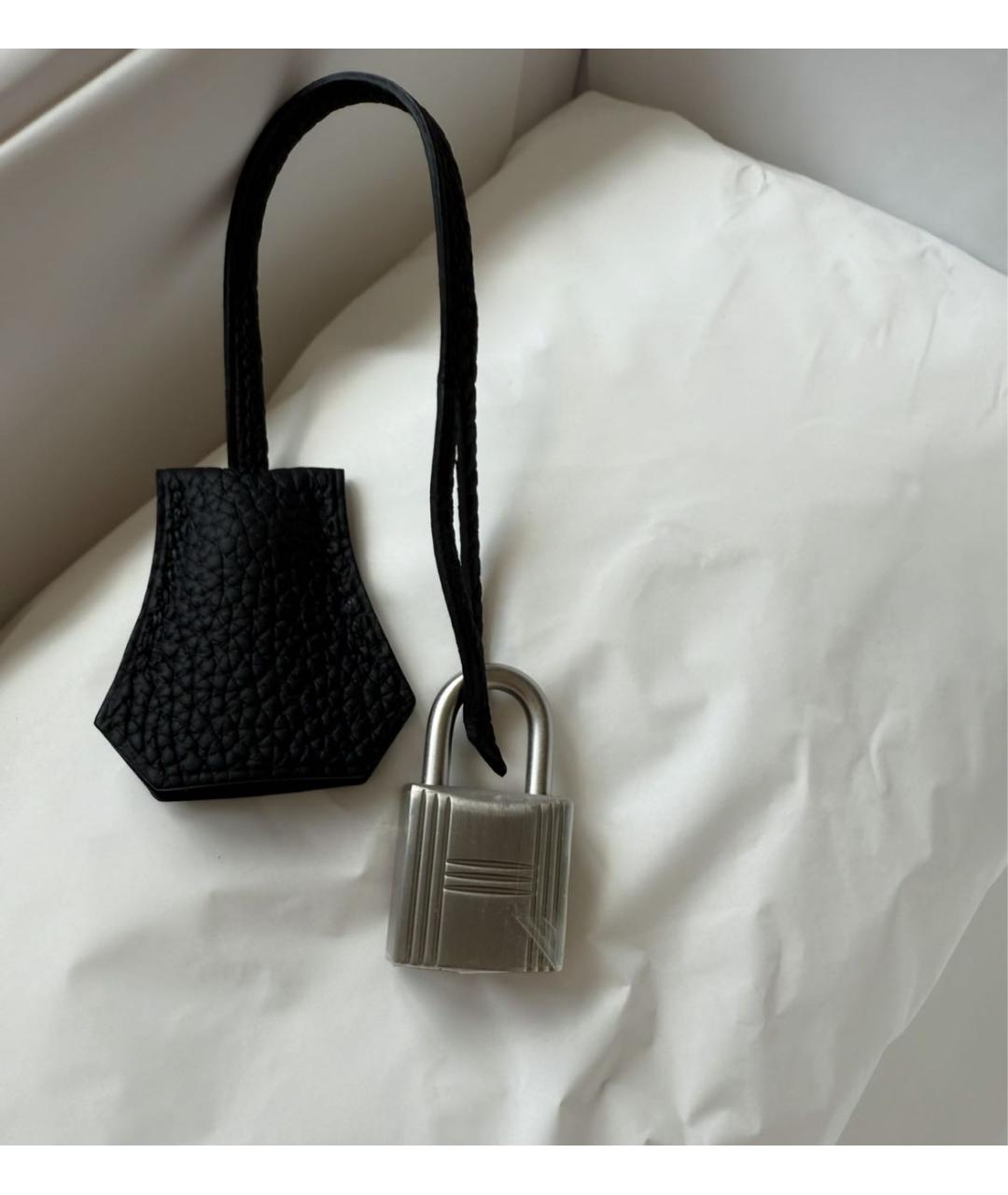 HERMES Черная кожаная сумка с короткими ручками, фото 6