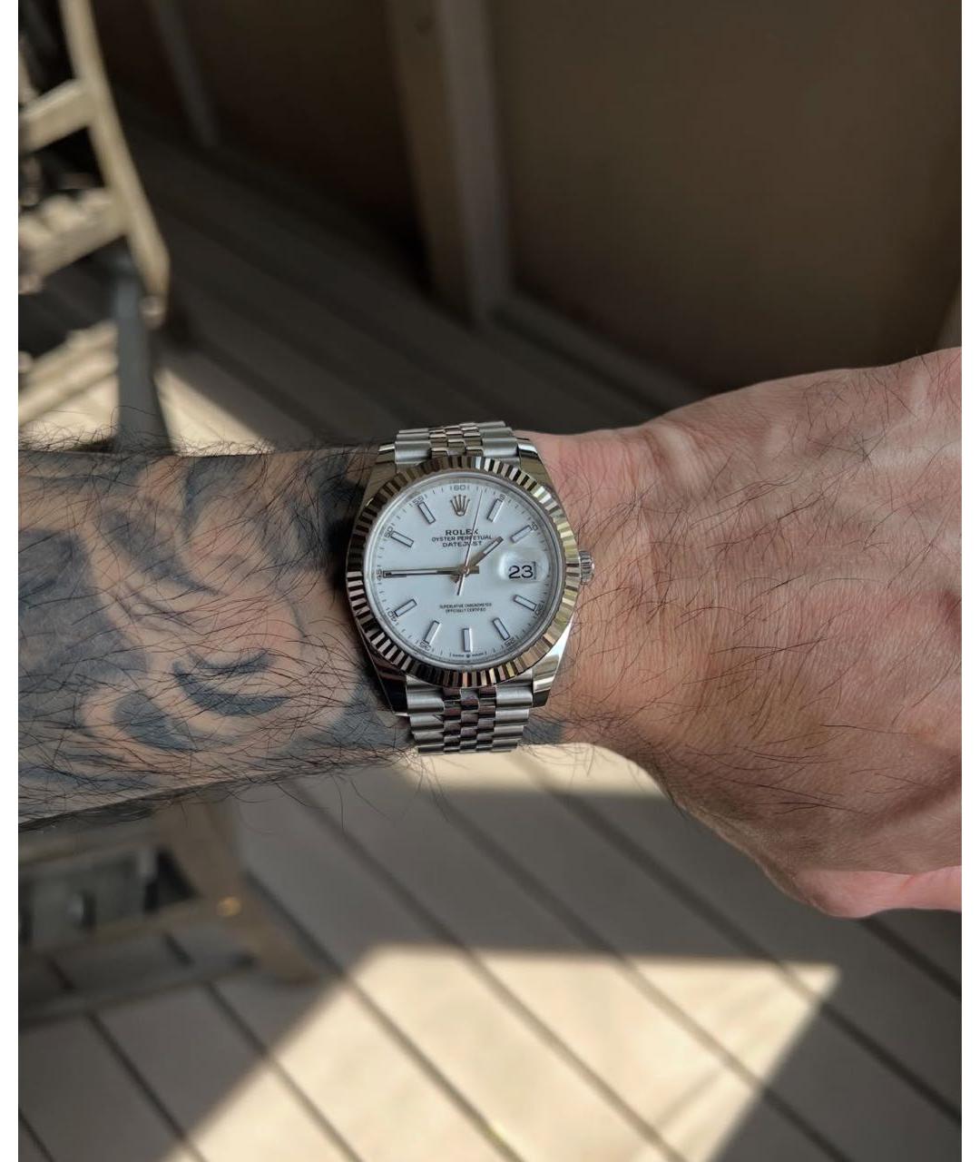 ROLEX Белые часы из золота и стали, фото 8