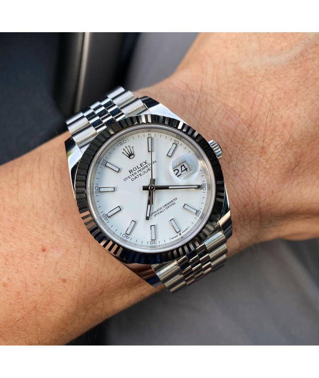 ROLEX Белые часы из золота и стали, фото 7