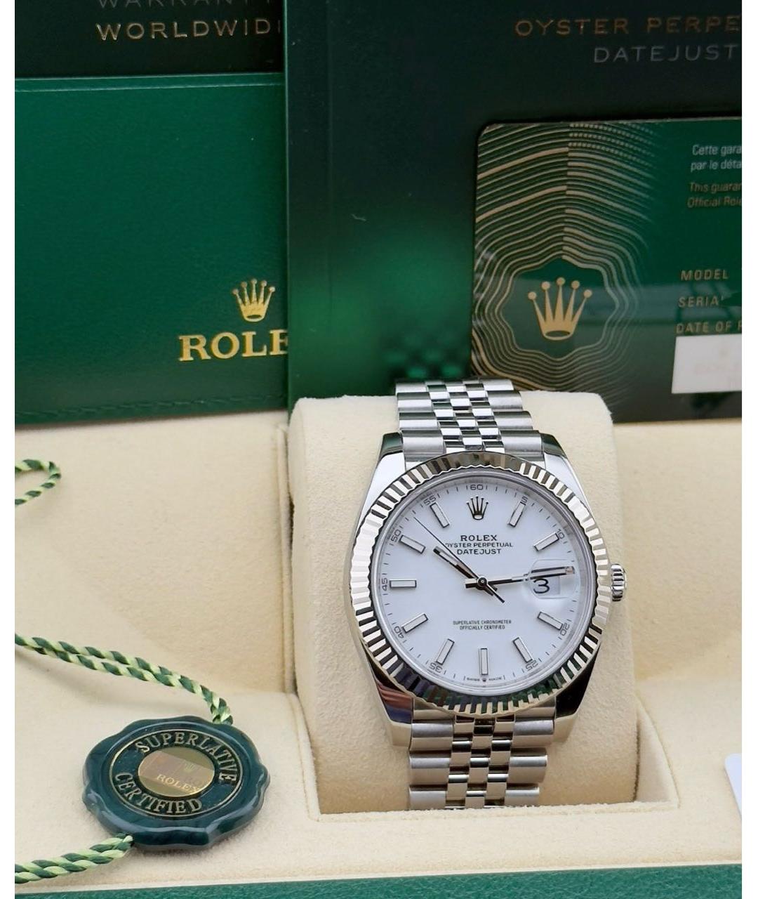 ROLEX Белые часы из золота и стали, фото 6