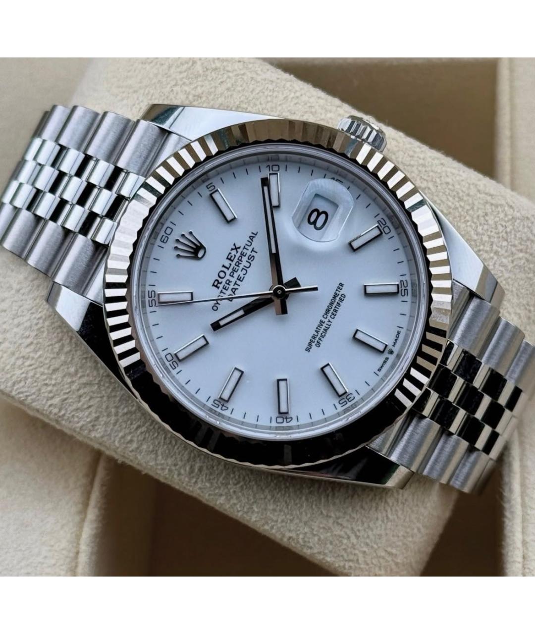 ROLEX Белые часы из золота и стали, фото 4