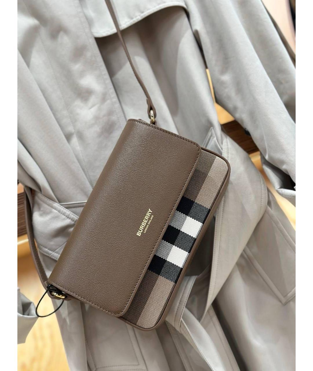 BURBERRY Коричневая кожаная сумка через плечо, фото 8