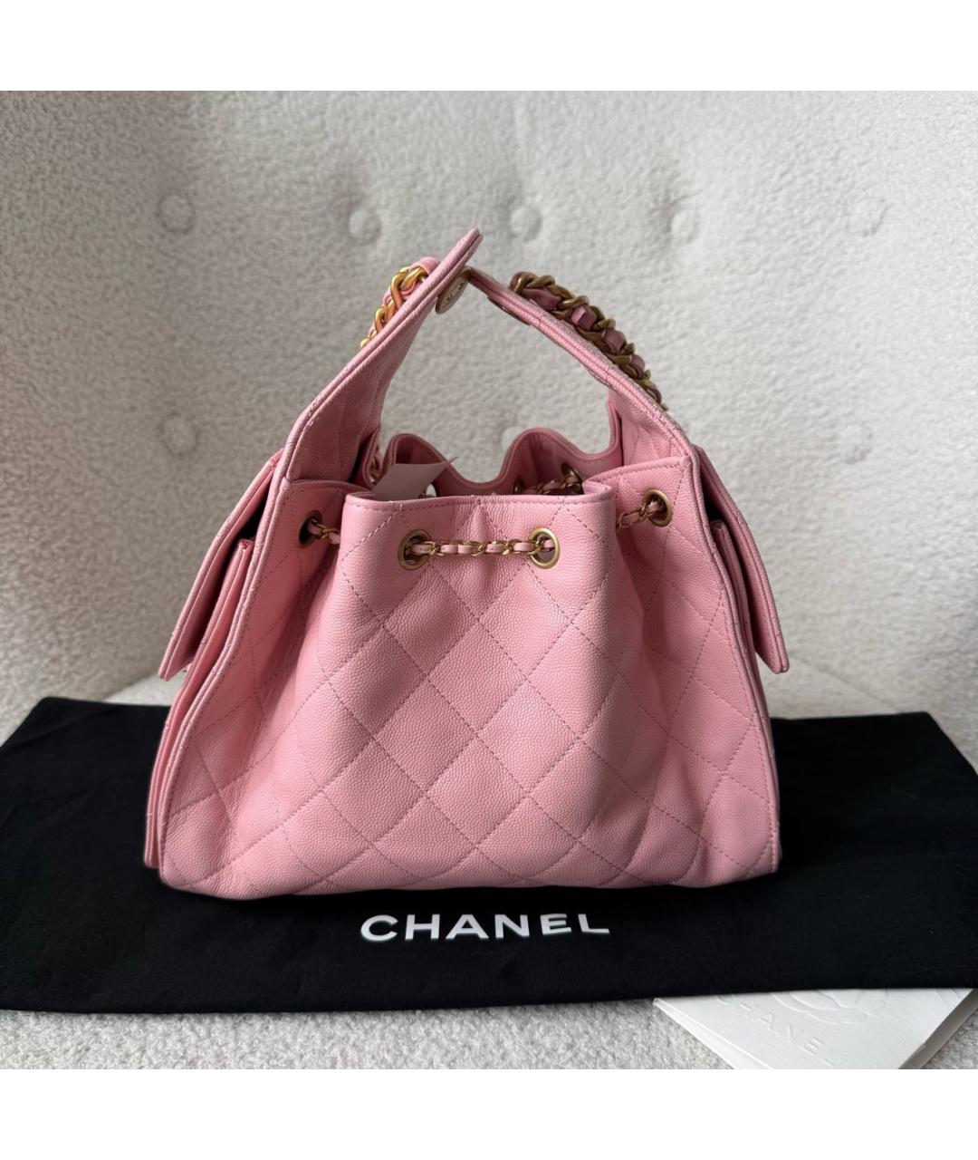 CHANEL Розовая кожаная сумка тоут, фото 3