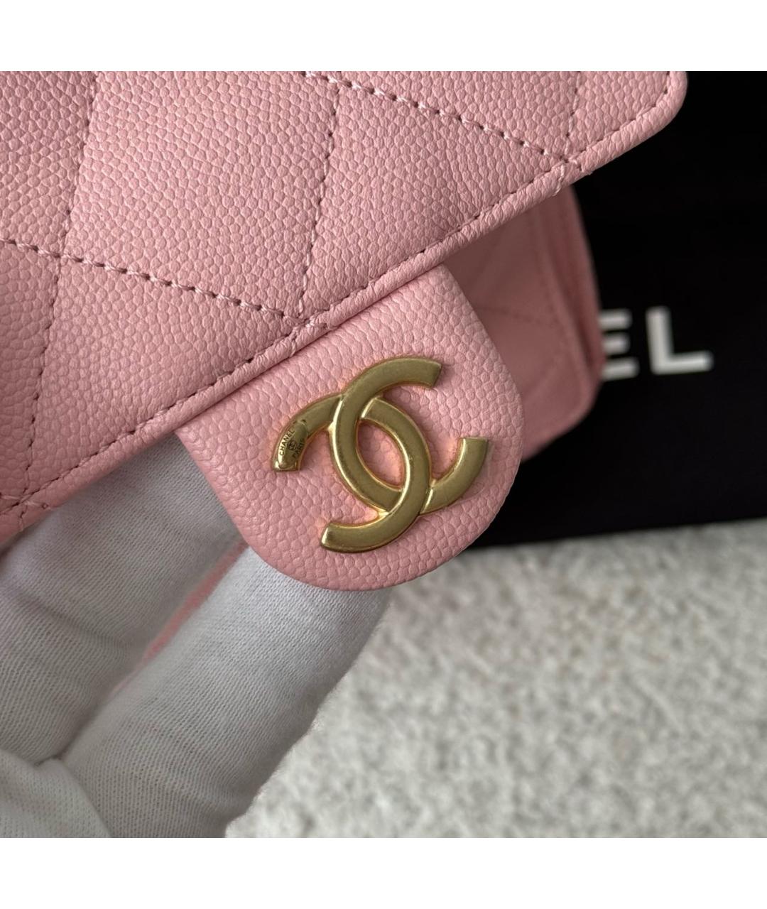 CHANEL Розовая кожаная сумка тоут, фото 6