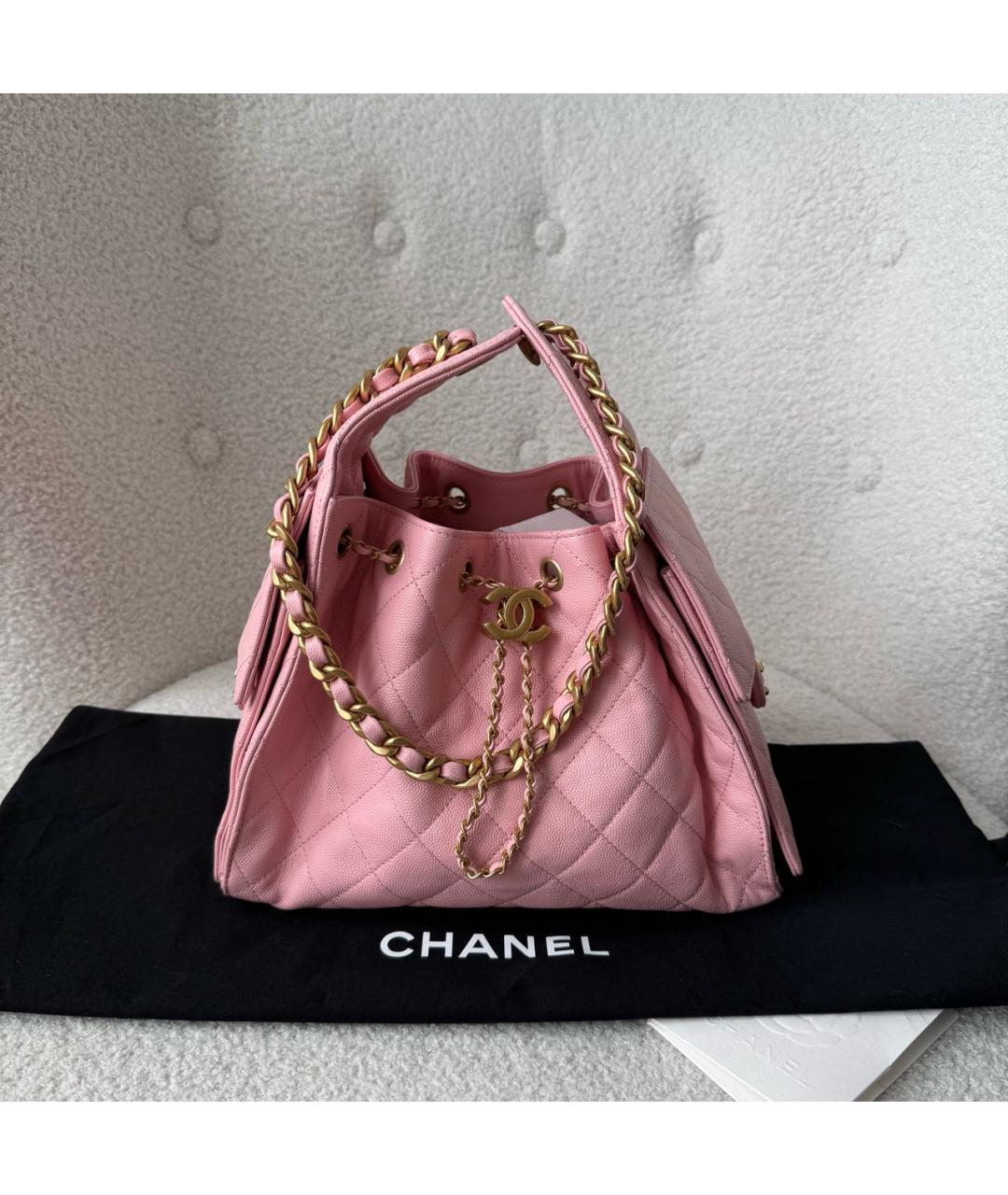 CHANEL Розовая кожаная сумка тоут, фото 2