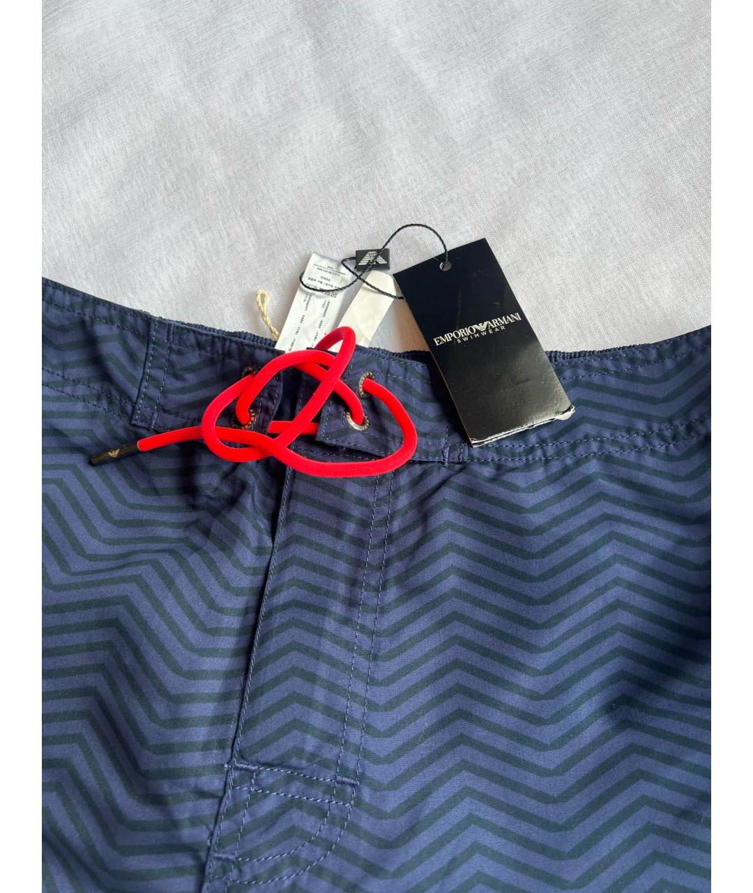 EMPORIO ARMANI Синие полиэстеровые шорты, фото 3