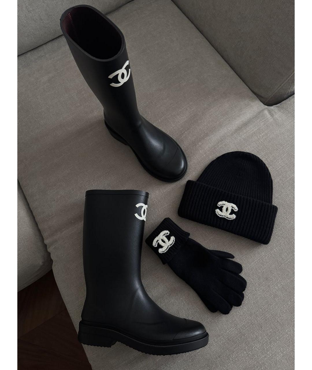 CHANEL Черные кожаные сапоги, фото 5