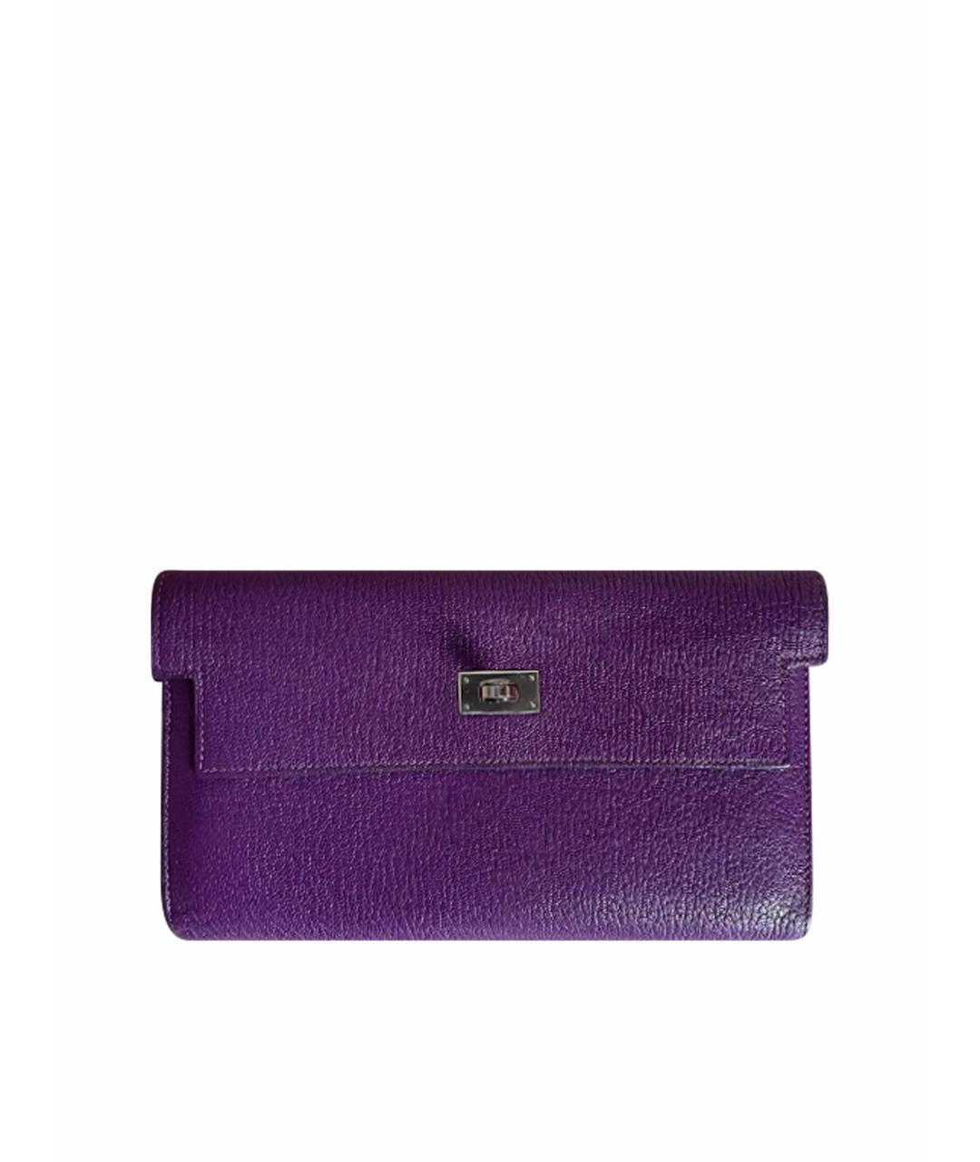 HERMES Фиолетовый кожаный кошелек, фото 1