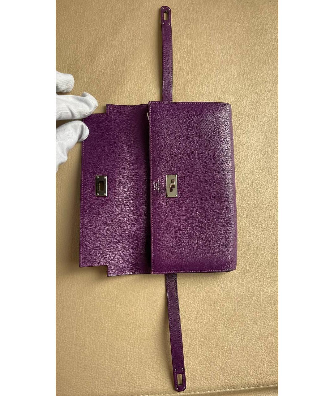 HERMES Фиолетовый кожаный кошелек, фото 2
