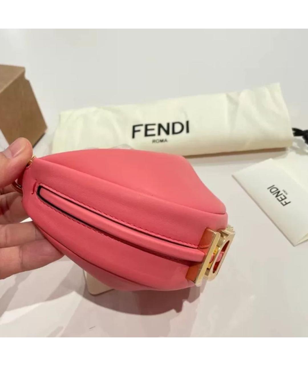 FENDI Коралловая сумка с короткими ручками, фото 5