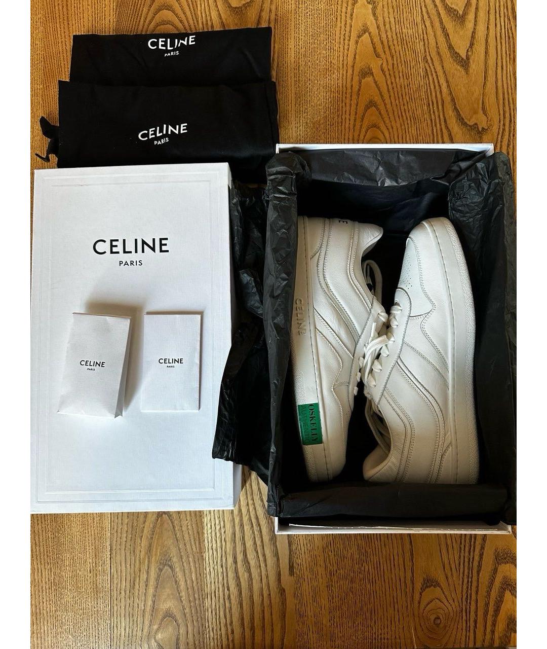 CELINE Белые кожаные кеды, фото 4