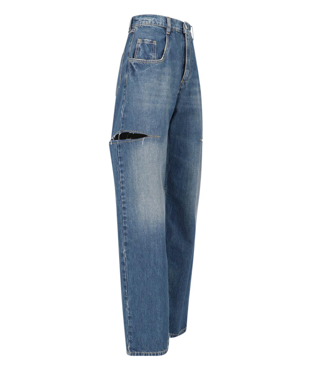 MAISON MARGIELA Голубые хлопковые прямые джинсы, фото 3