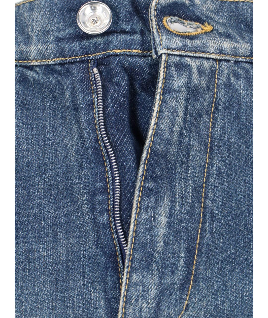 MAISON MARGIELA Голубые хлопковые прямые джинсы, фото 5