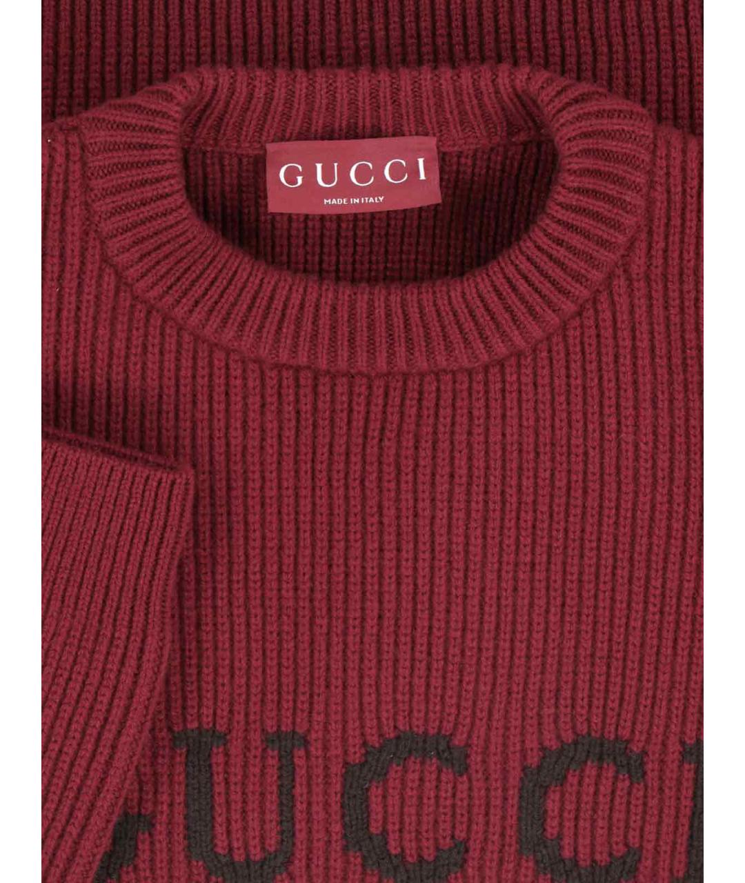 GUCCI Бордовый шерстяной джемпер / свитер, фото 3