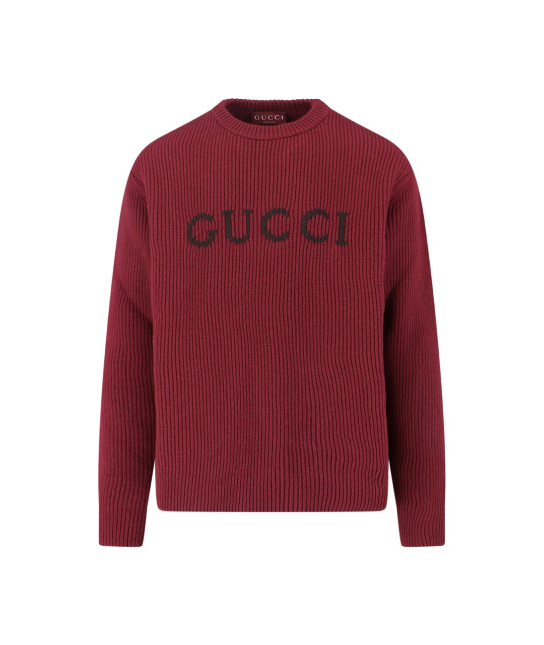 GUCCI Бордовый шерстяной джемпер / свитер, фото 1