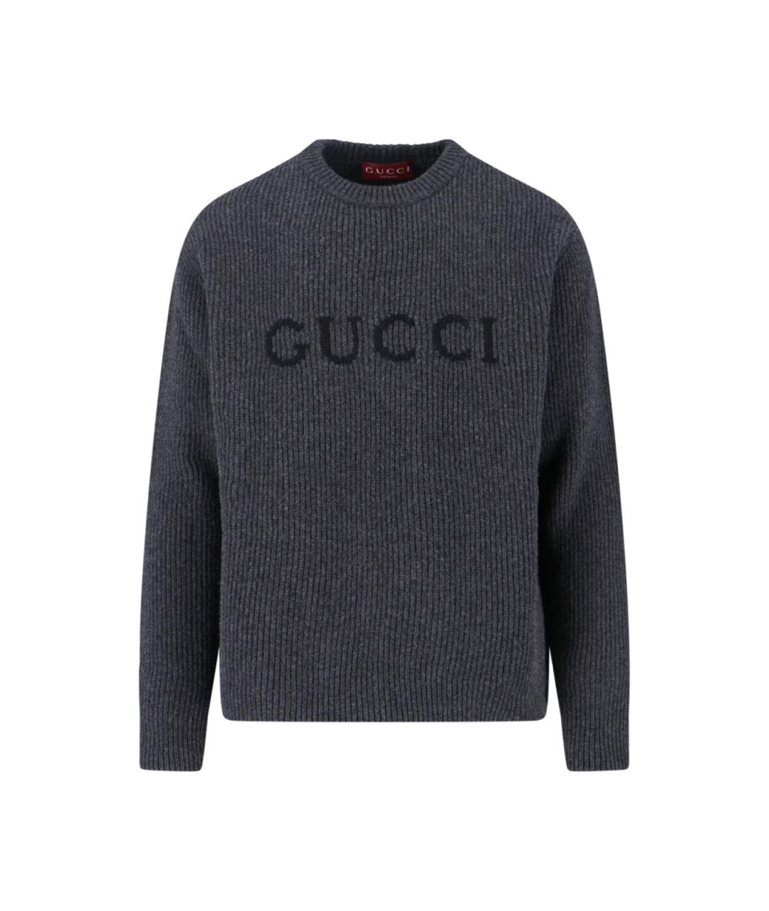 GUCCI Антрацитовый шерстяной джемпер / свитер, фото 1