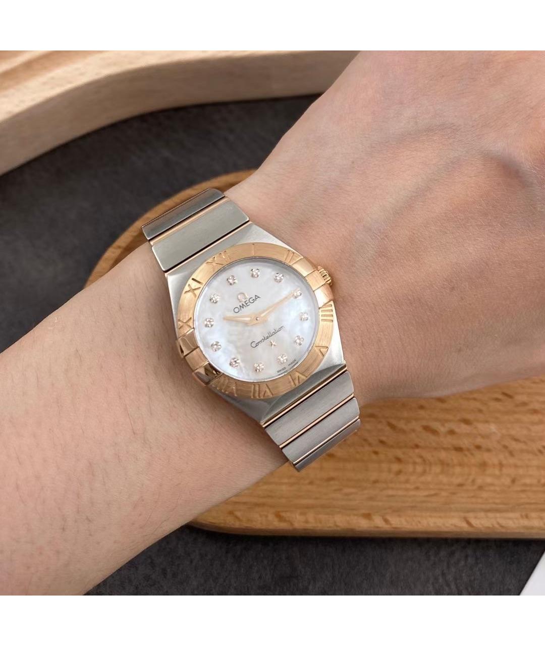 OMEGA Белые часы из розового золота, фото 8