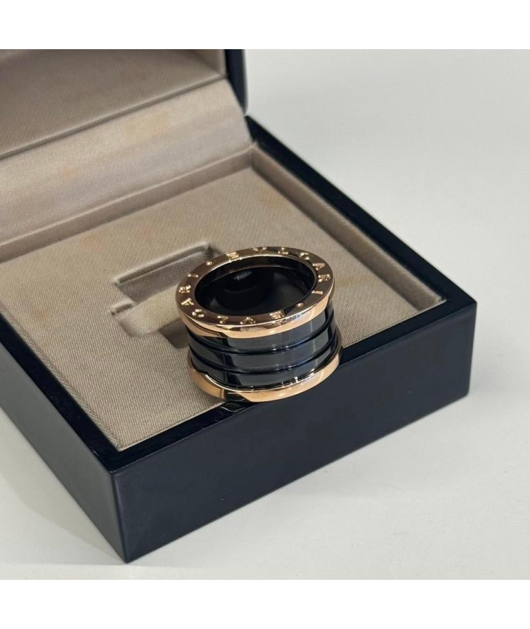 BVLGARI Черное кольцо из розового золота, фото 4
