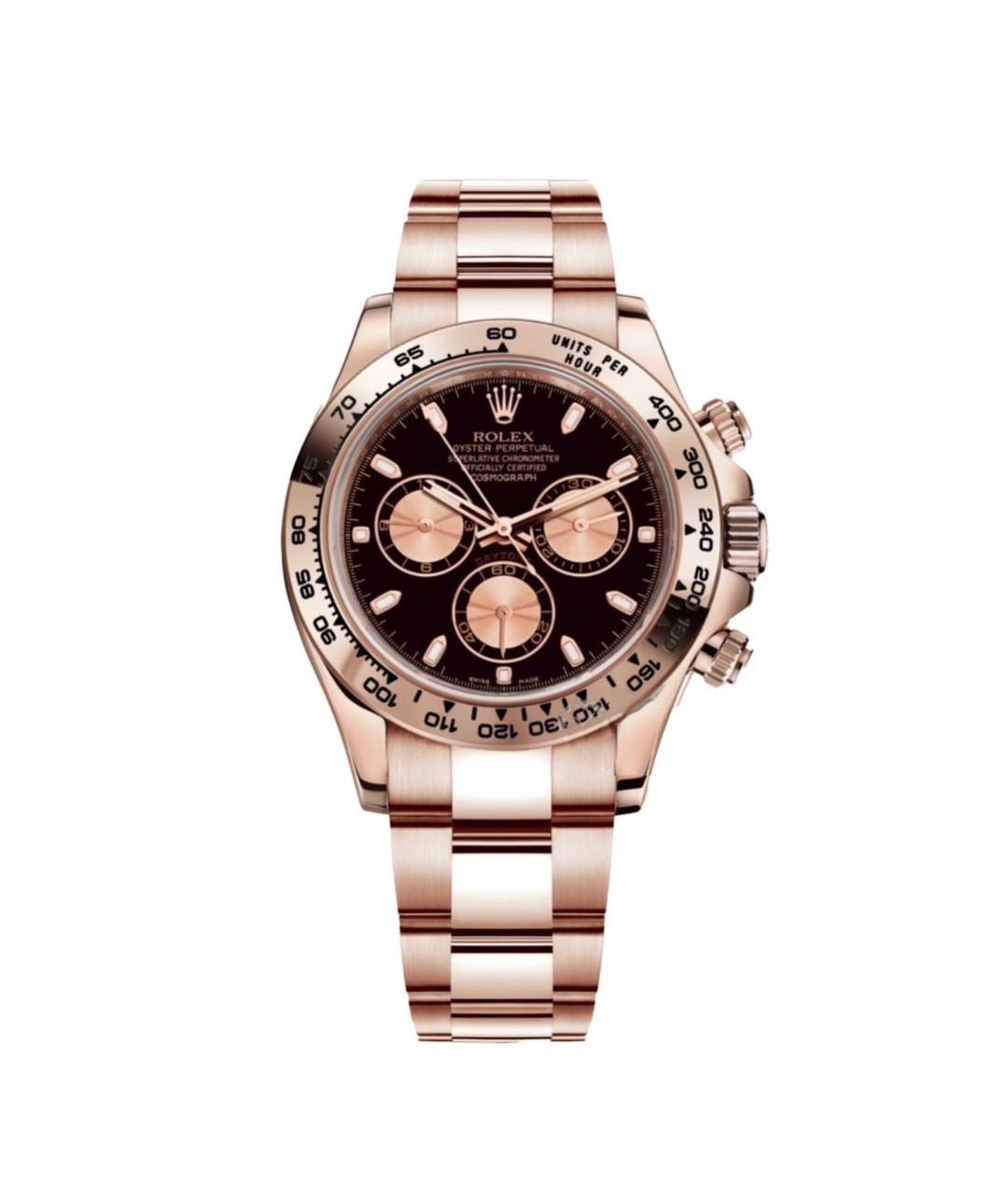 ROLEX Черные часы из розового золота, фото 1