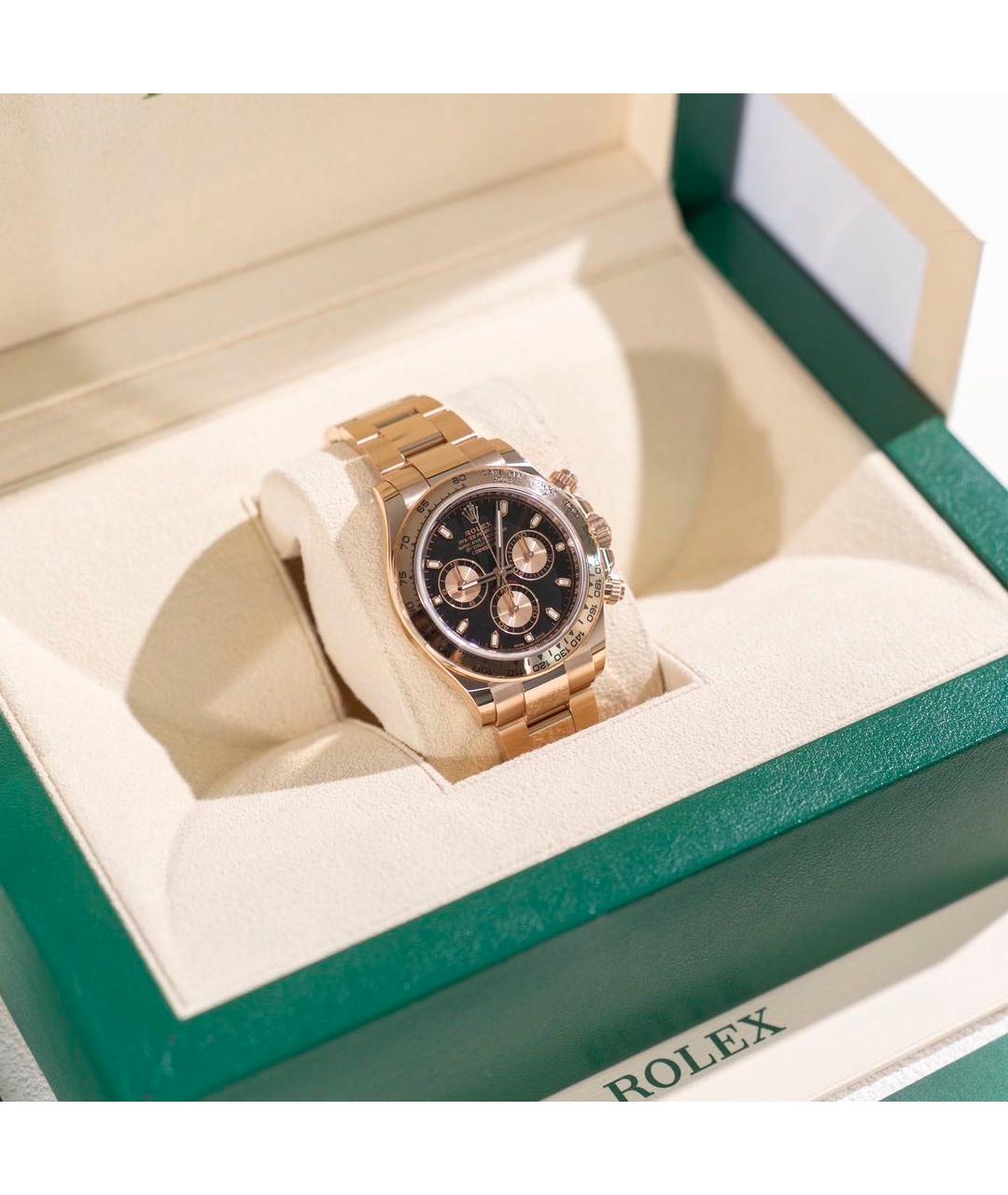 ROLEX Черные часы из розового золота, фото 3
