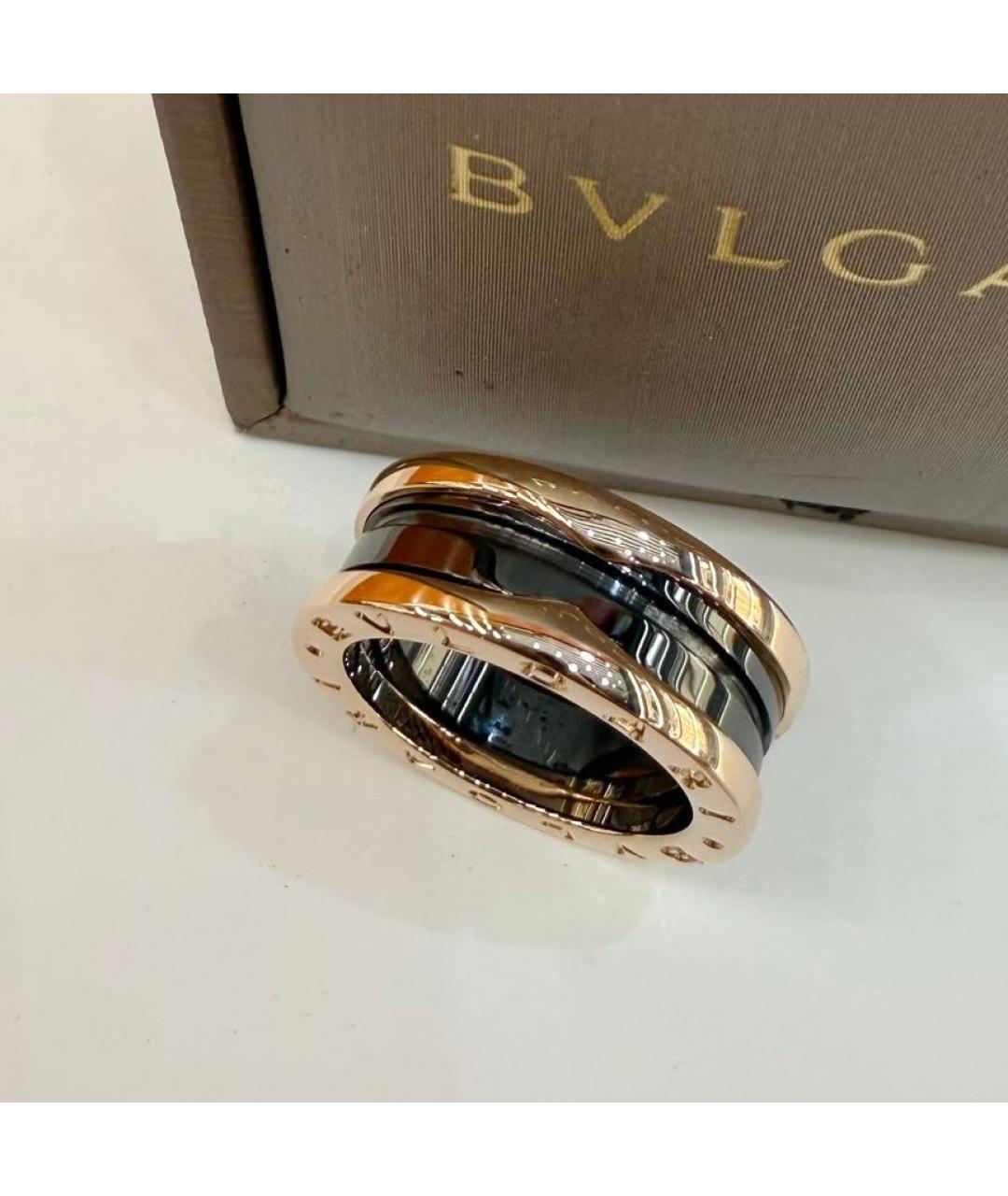BVLGARI Черное кольцо из розового золота, фото 2