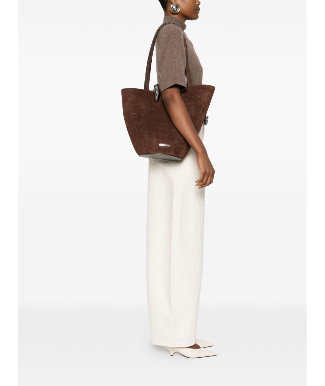 JACQUEMUS Коричневая кожаная сумка тоут, фото 4