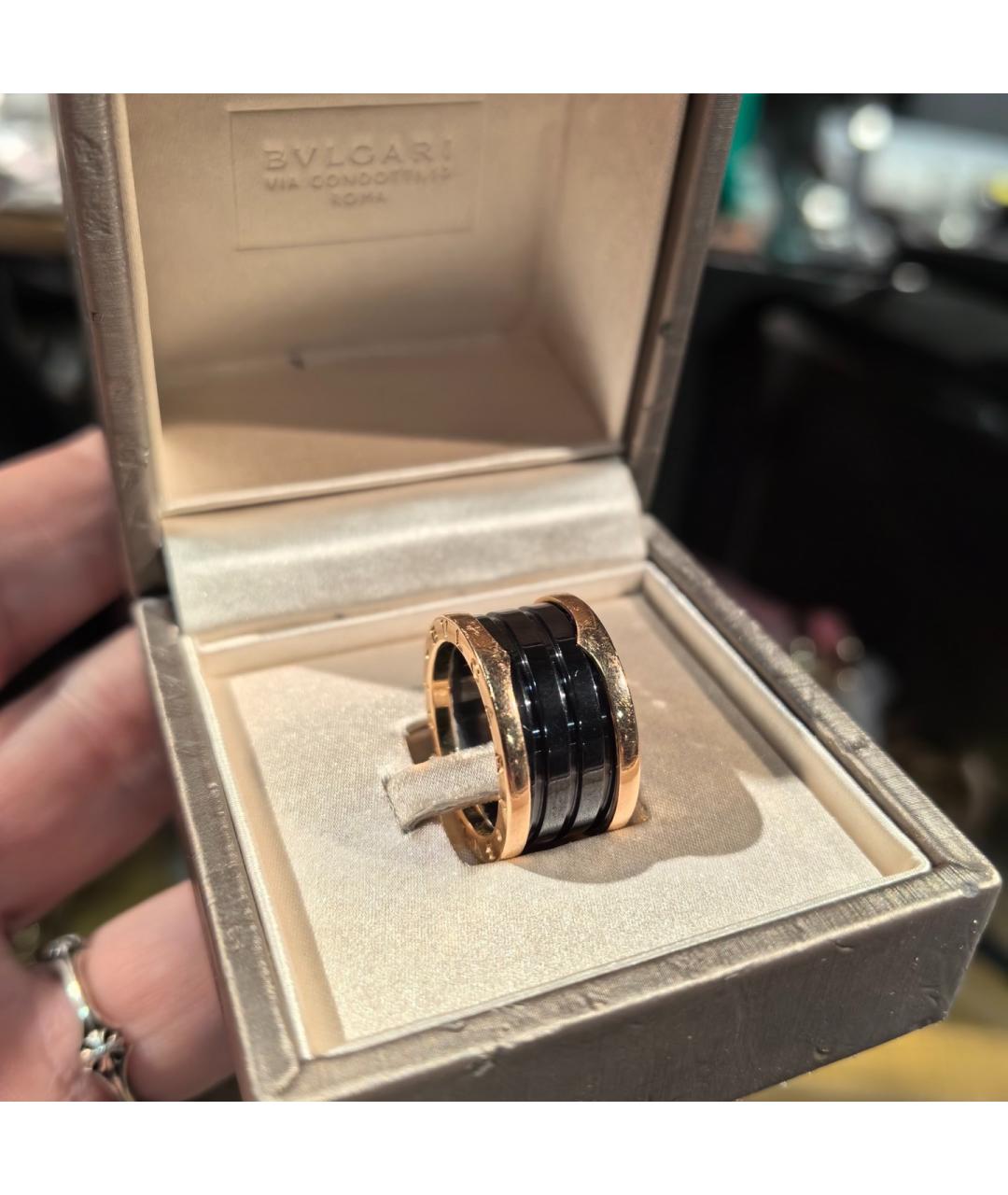 BVLGARI Черное кольцо из розового золота, фото 2