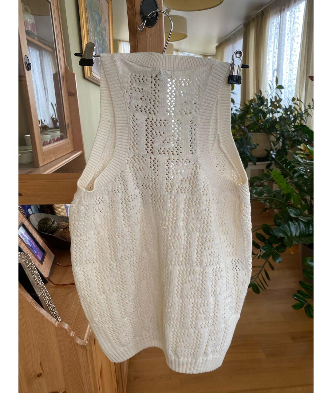 FENDI Белая хлопковая майка, фото 2