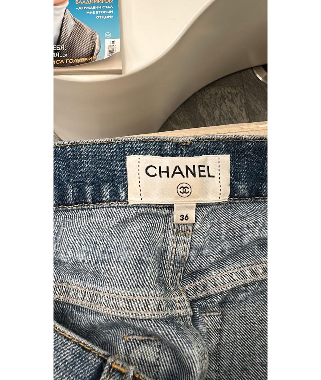 CHANEL Синие хлопковые прямые джинсы, фото 2